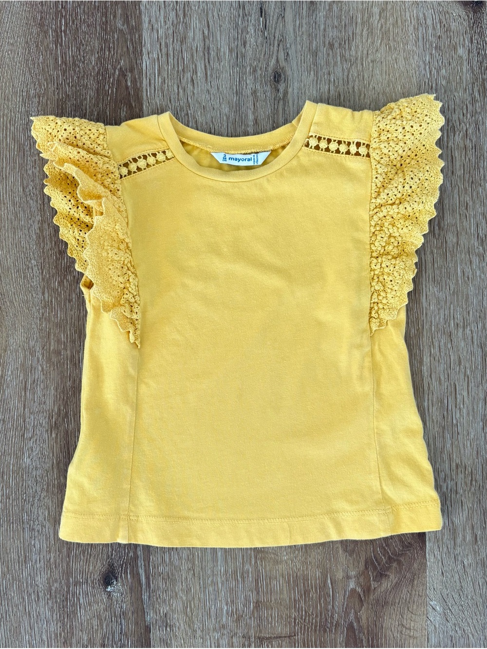 Mayoral Yellow Crochet Ruffle Boho Tank Top in Mustard Yellow Sz: 3T| Summer